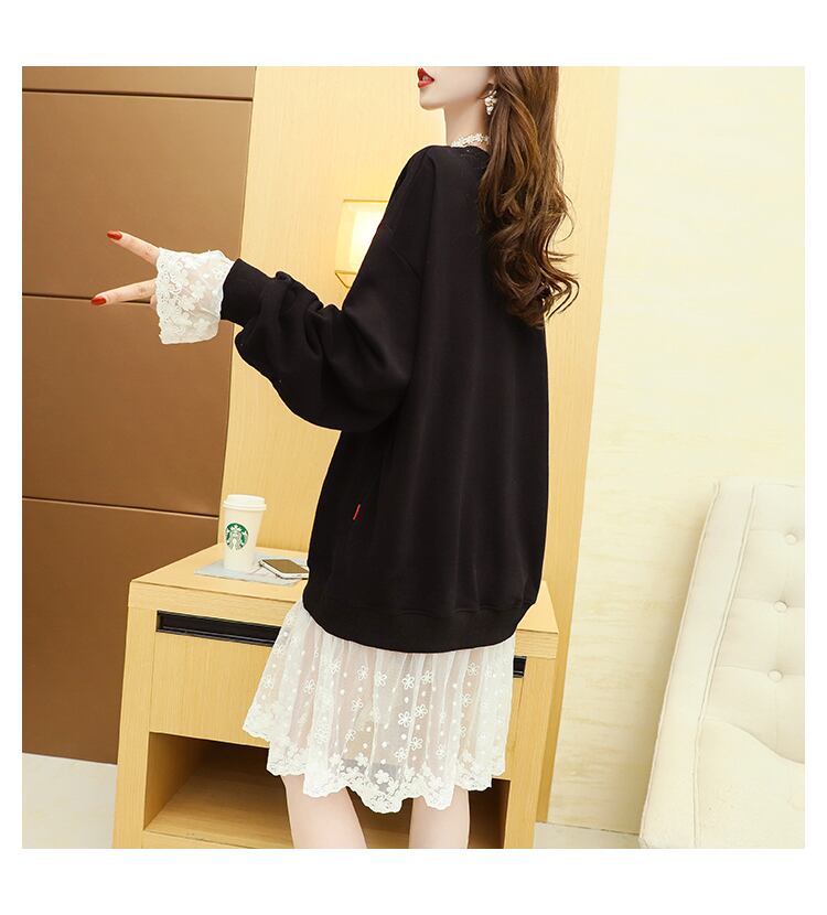 【dress】定番シンプルカジュアルレース切り替え2色ワンピース