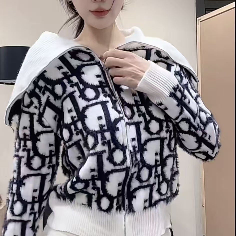 【Outer】ジャカードニットカーディカン W14413