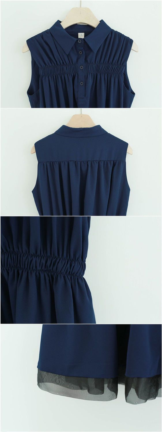 【Dress】高見え効果~レディース定番シンプル着痩せノースリーブシャツワンピース Z-5239