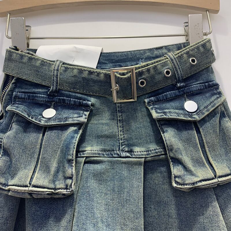 【bottoms】ギャザーデニムスカートF6902