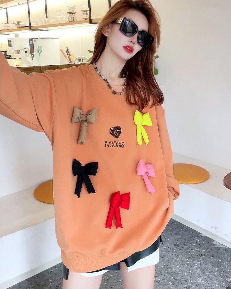 【tops】リボン付きスウェット N2411