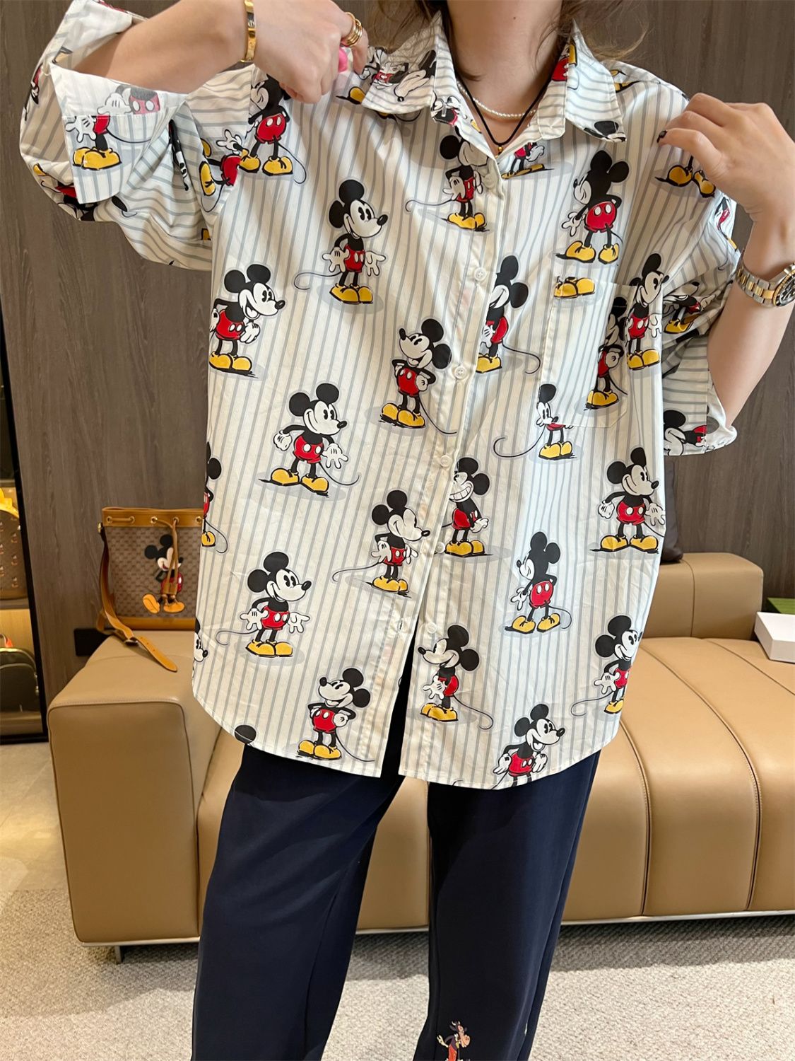 【Tops】プリント長袖シャツ Z7666