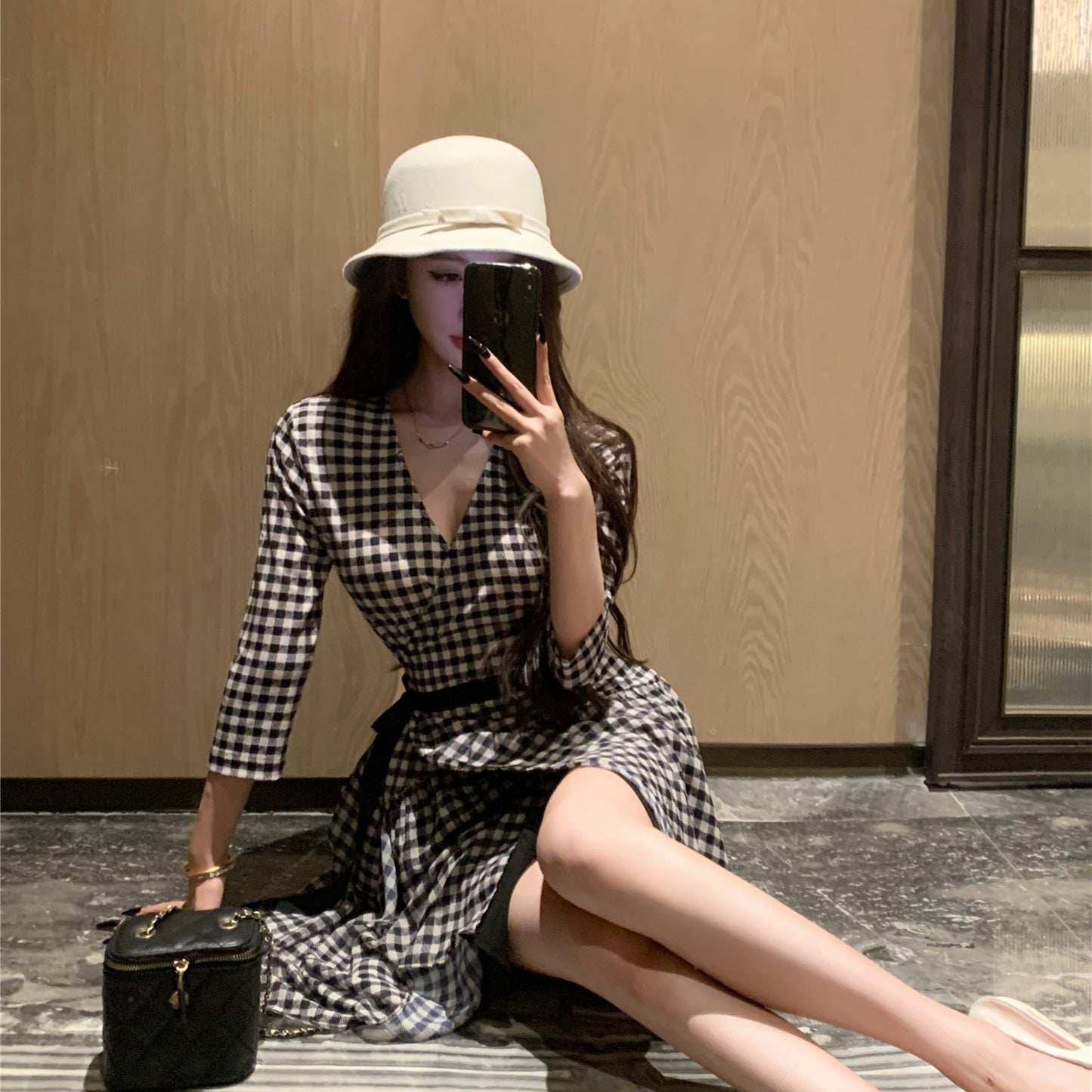 【Dress】チェック柄デートワンピース W14670