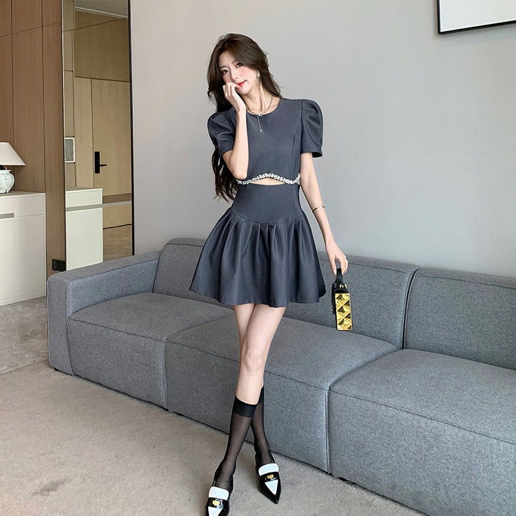 【Dress】ダイヤモンド切り替えワンピース T0635