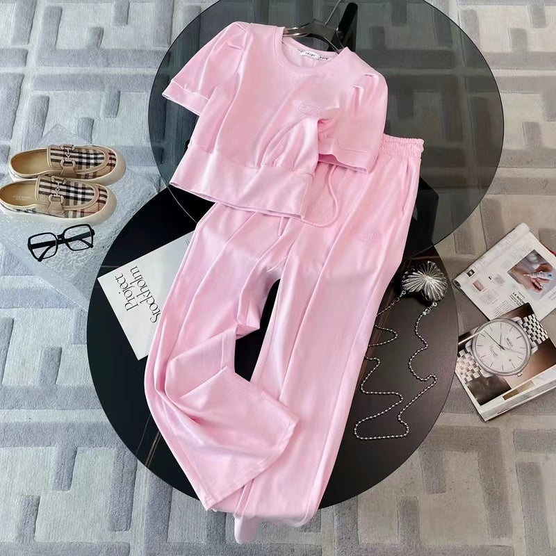 【Set】半袖Tシャツ+ パンツシンプルセット   W11134