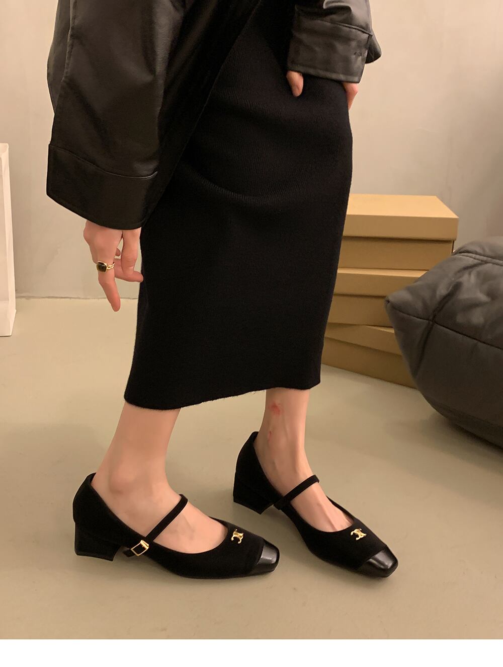 【shoes】チャンキーヒールパンプス N2484