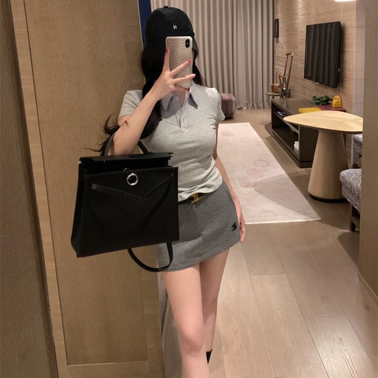 【Set】刺繡ロゴTシャツ+ショートパンツ2点セット T01481