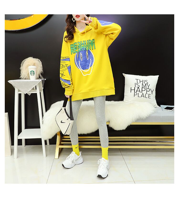 【tops】美人度アップカートゥーンプリントパーカーゆったり2色