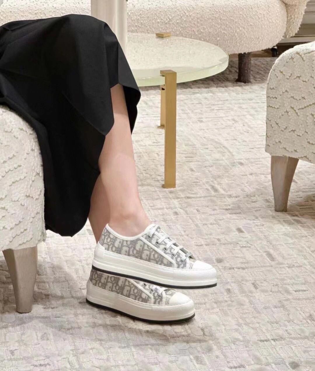 【Shoes】ジャカード厚底スニーカー W12005