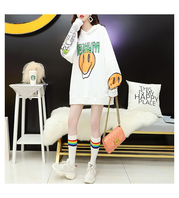 【tops】美人度アップカートゥーンプリントパーカーゆったり2色