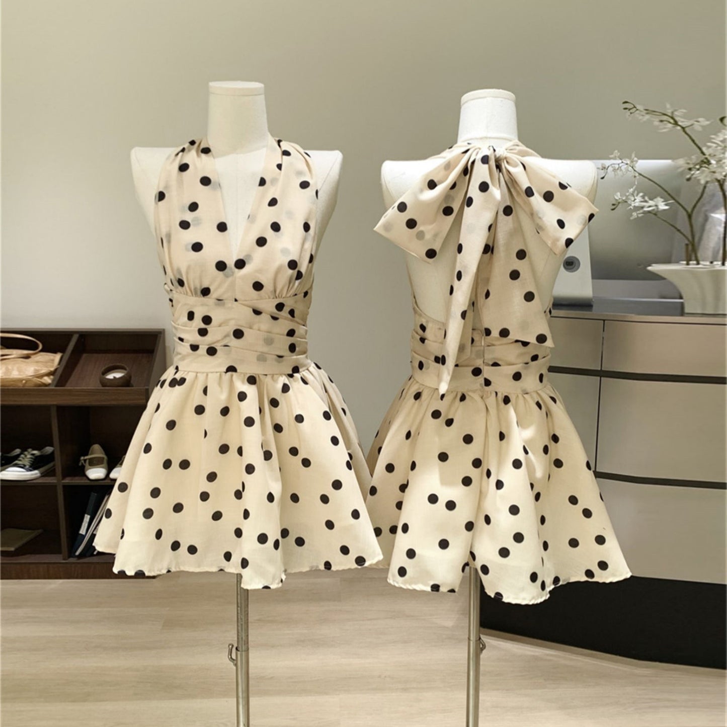 【Dress】ドット柄ワンピース W12080