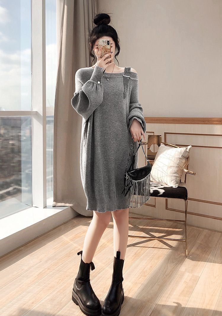 【Dress】肩見せニットワンピース Z7018