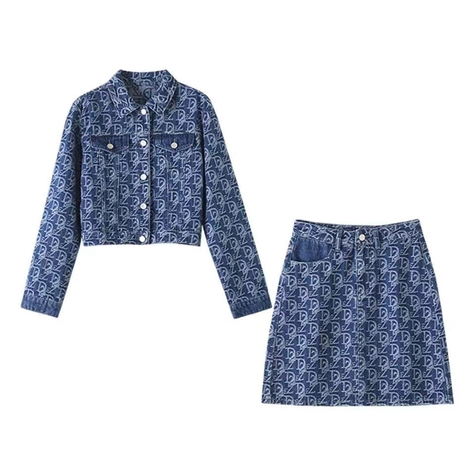 【Set】新入荷~セットアップジャケット+スカート   W10788