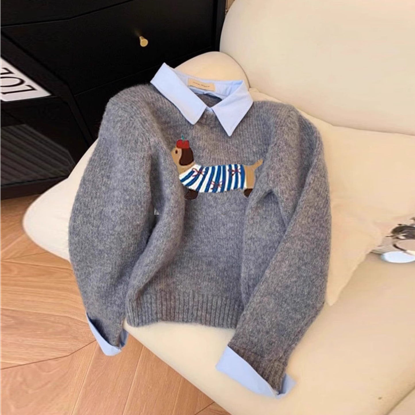 【Tops】フェイクレイヤードセーター W14307