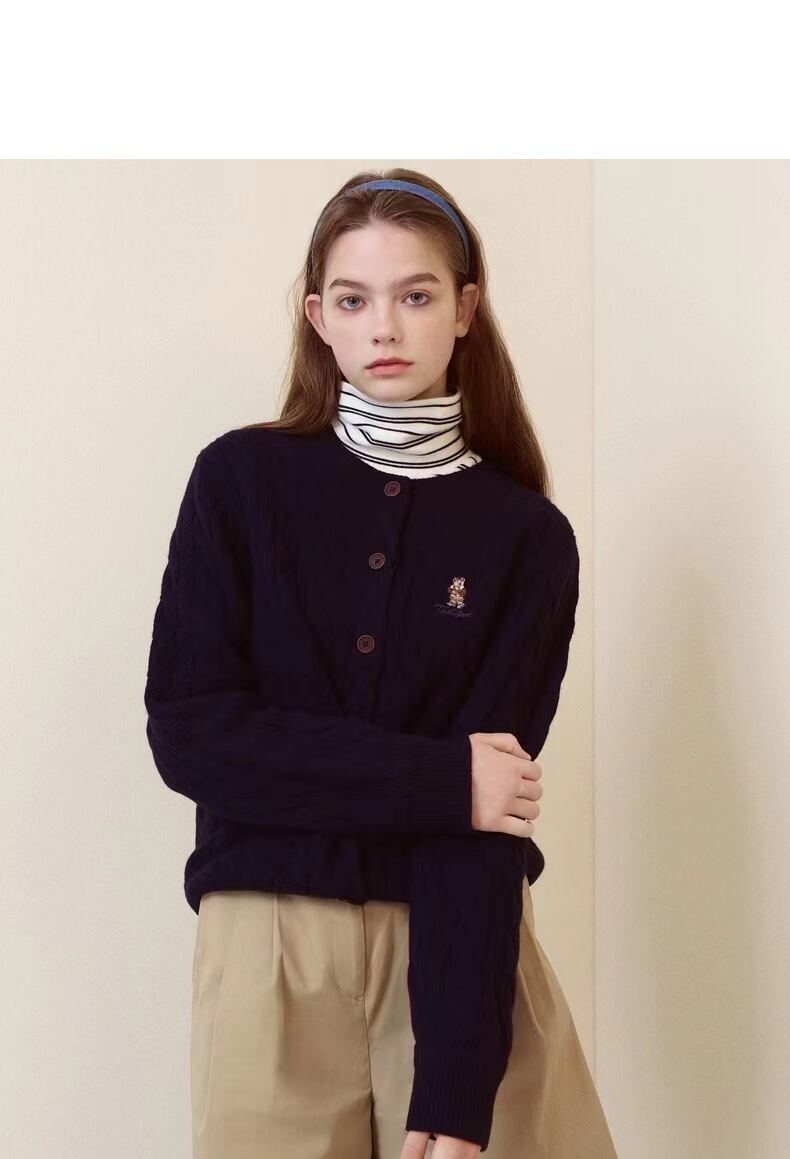 【outer】クルーネックニットカーデ M21418