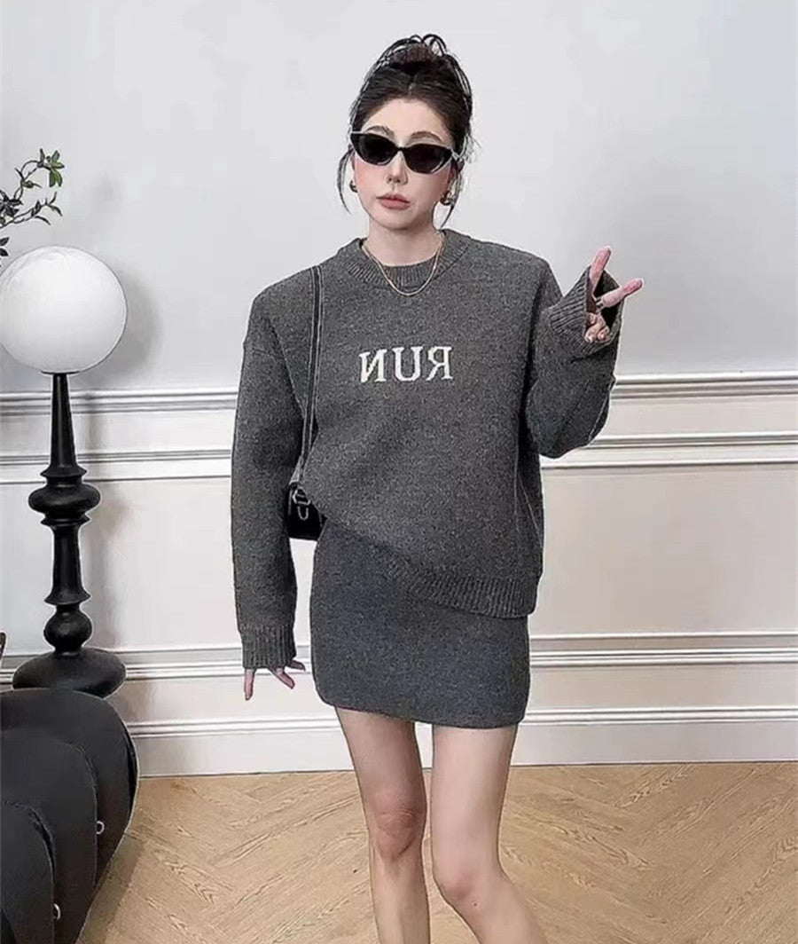 【Set】アンサンブルセット ニット + スカート  W10289