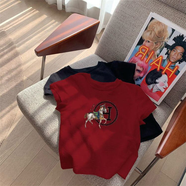 【Tops】6色展開プリントTシャツ W12468