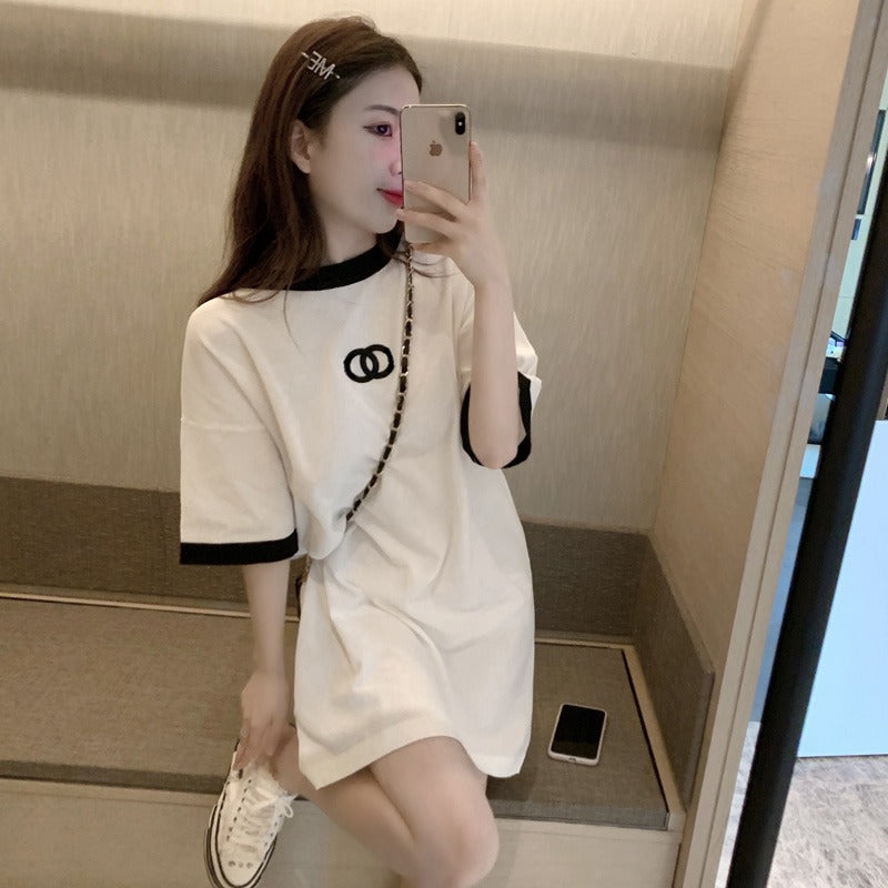 【Dress】配色カジュアルワンピース W12728