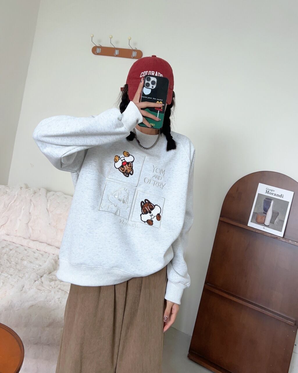 【tops】oversize刺繍スウェットK0119