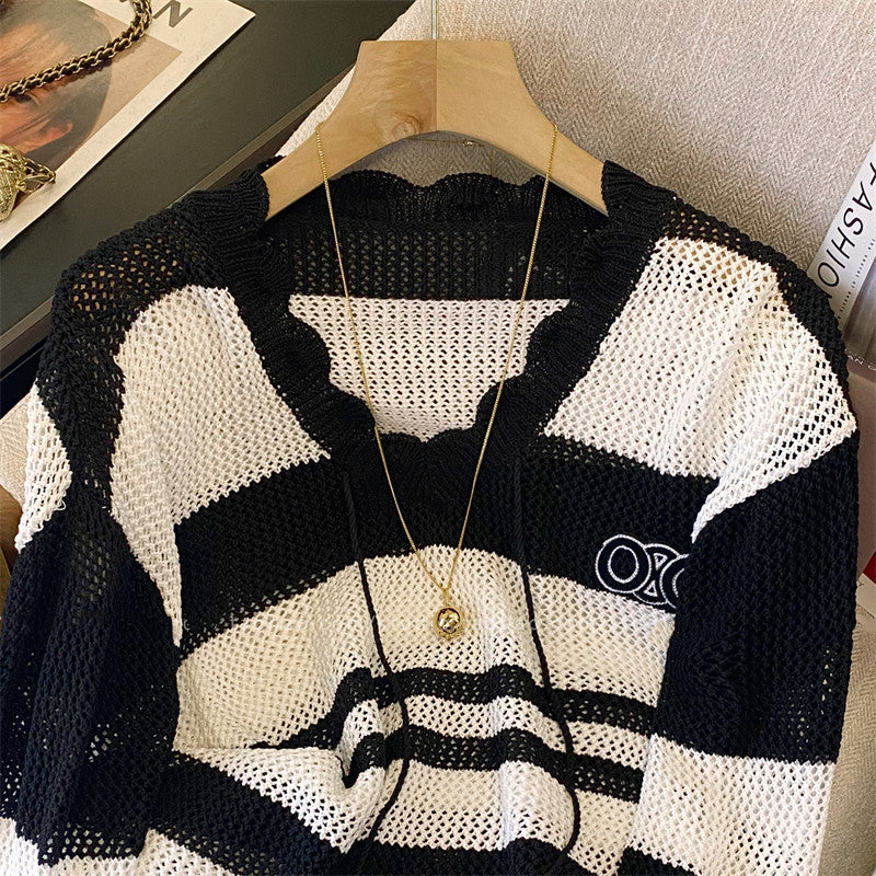 【Tops】ボーダー柄ニット W13217