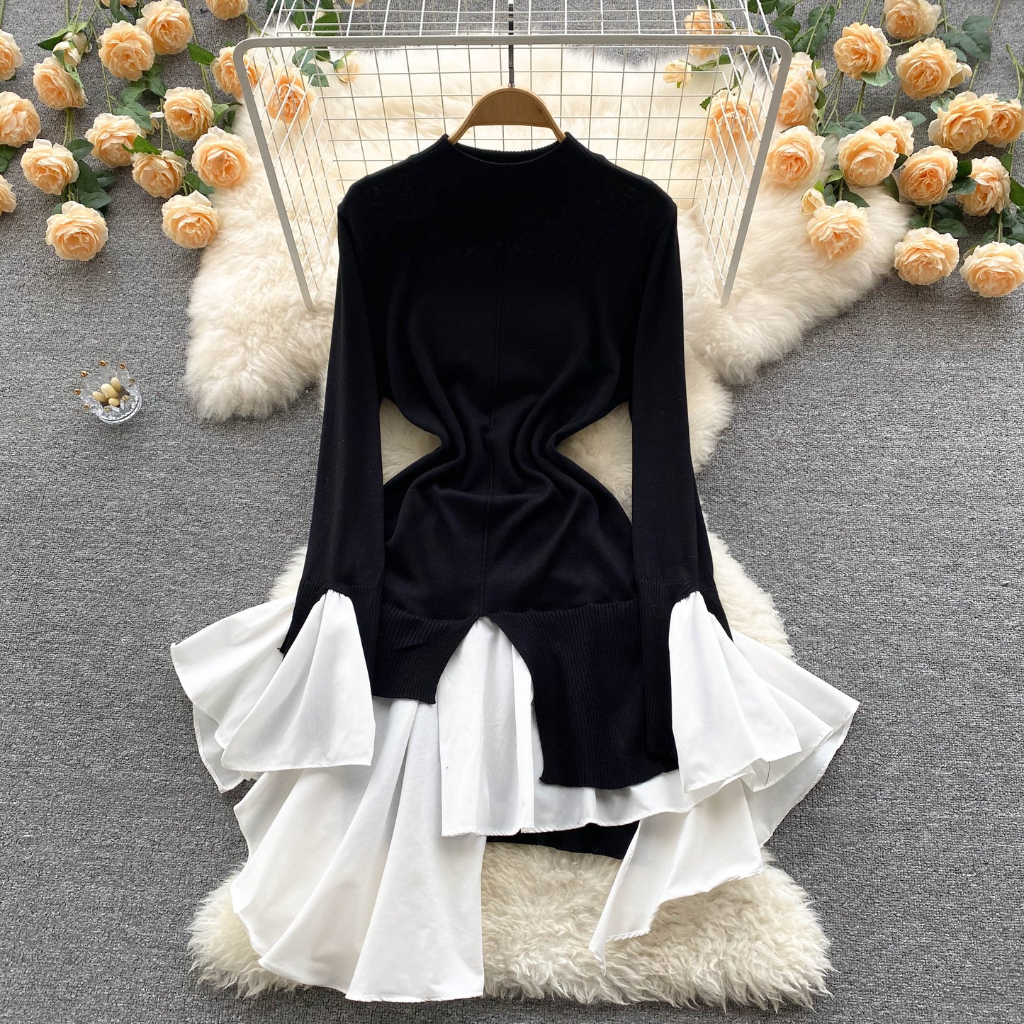 【Dress】レース切替ワンピース W14100