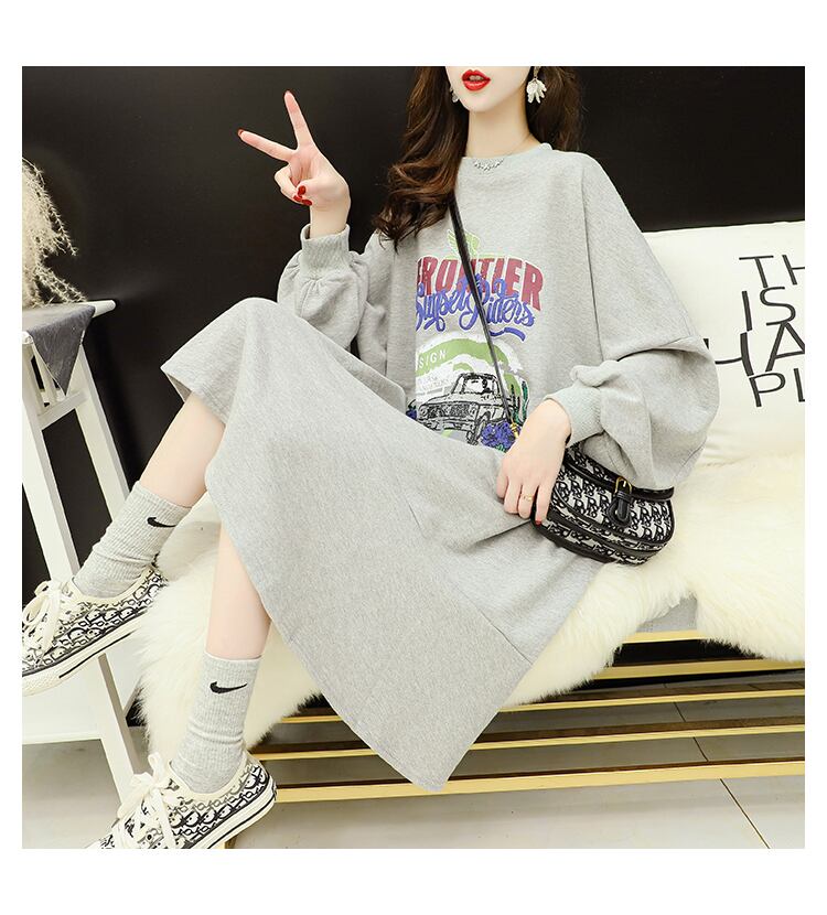 【dress】美人度アップ!カートゥーンカジュアルワンピースゆったり2色