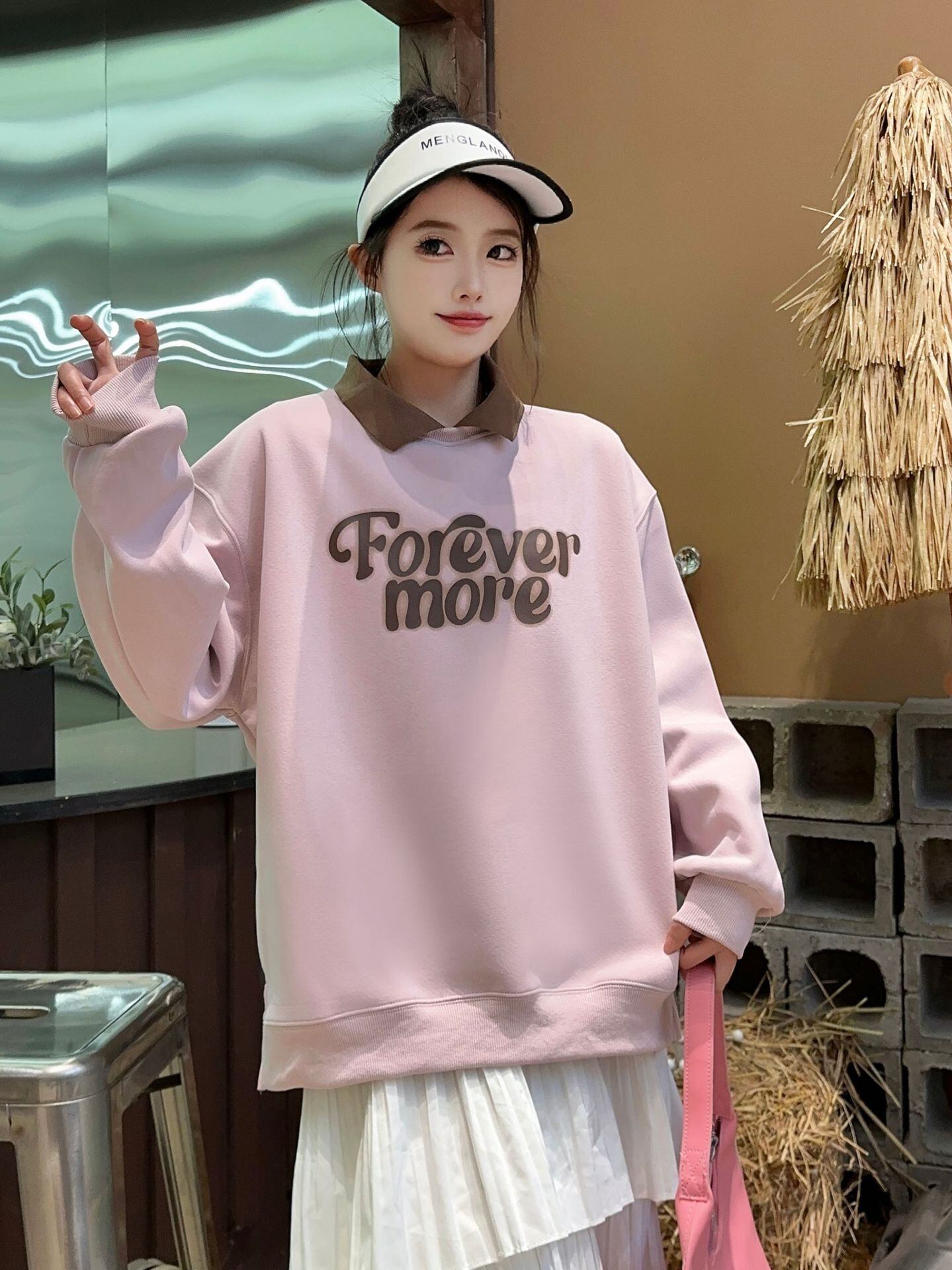 【tops】POLOネックプリントスウェット K0115