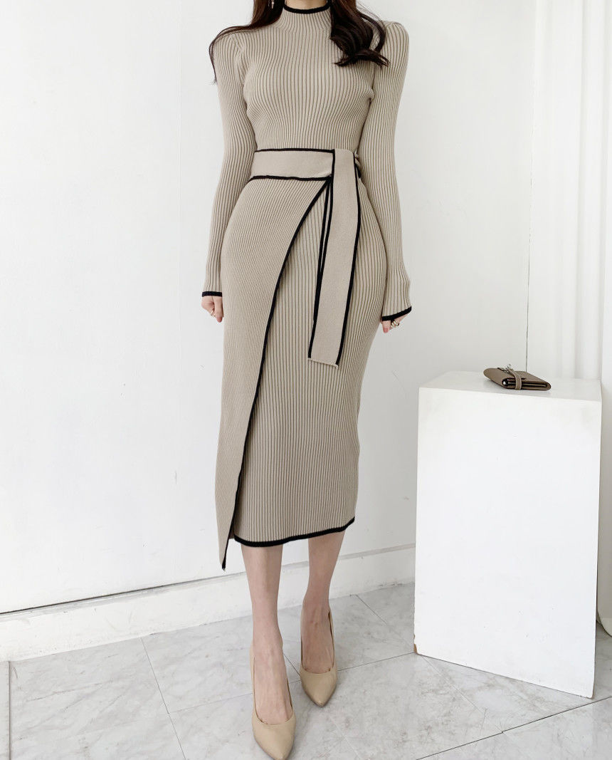 【Dress】配色きれいめワンピース Z7674