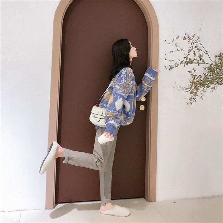 【tops】美人度アップ!ニットセーター韓国系着心地良い4色