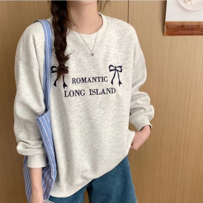 【tops】英文字刺繍ゆったりスウェット Z6687
