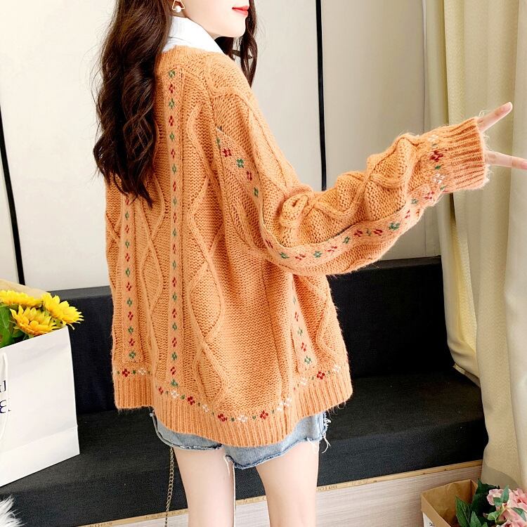 【outer】清新気質アップ森ガールカーディガン3色合わせやすい