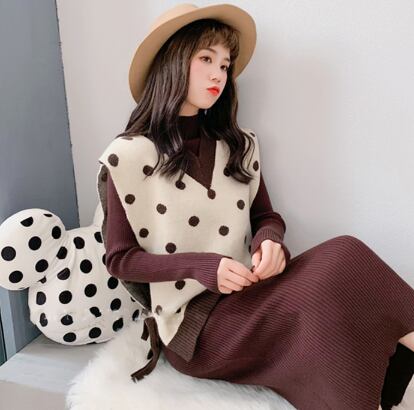 【set】超人気商品新商品ドット柄セーター2点セット