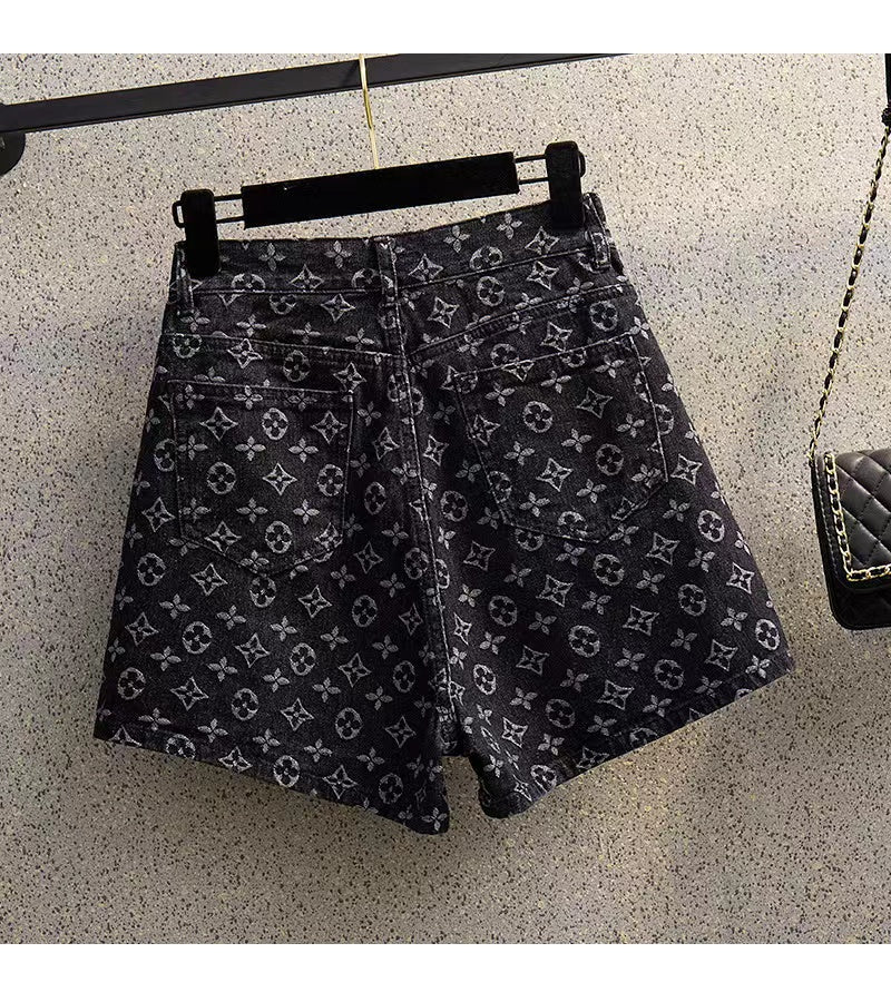 【Bottoms】新入荷~プリントデニムショートパンツ W9918