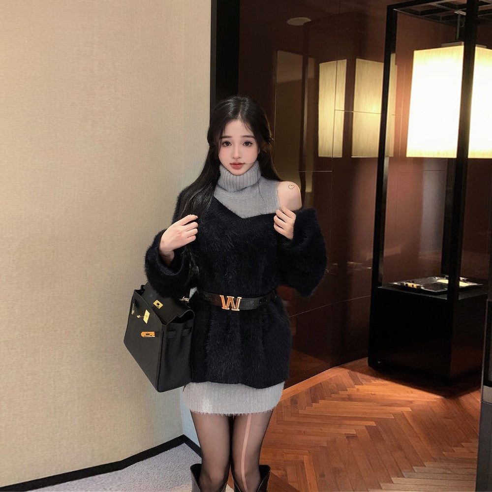 【Set】ワンピース+セーター 2点セット Z7921