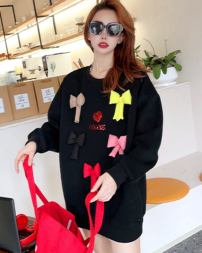 【tops】リボン付きスウェット N2411