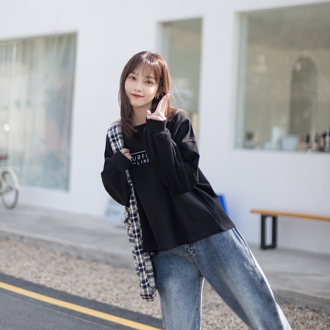 【tops】好感度UP!韓国系原宿系カジュアルシンプルルーズプリントパーカー