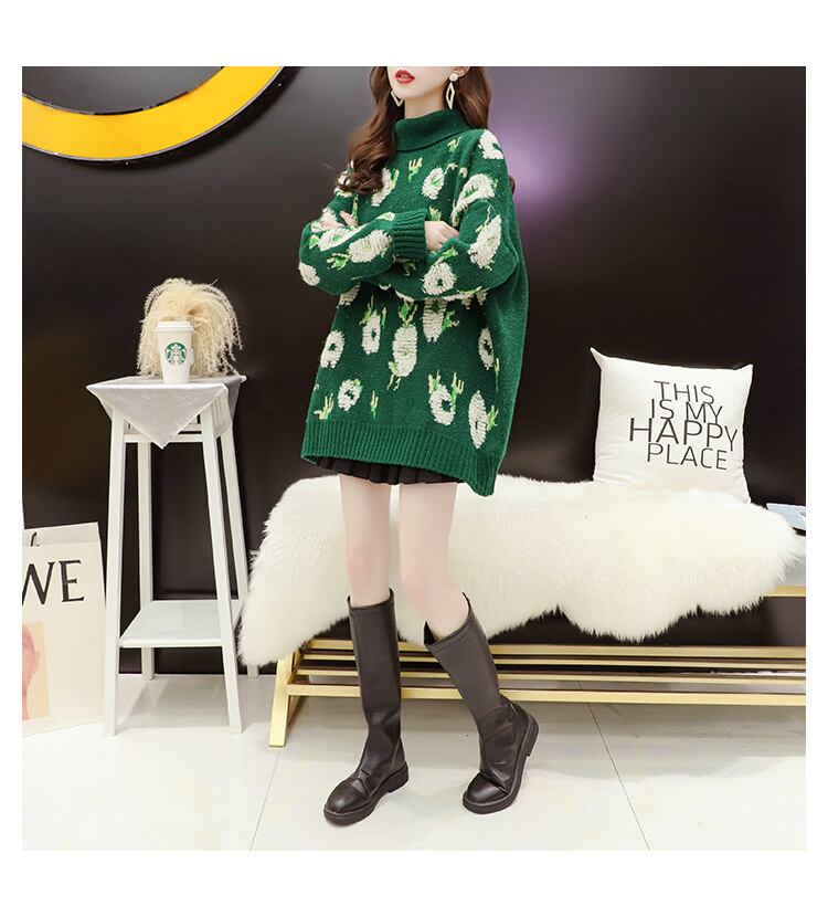 【tops】着回し力抜群ハイネックレトロニットセーターゆったり3色