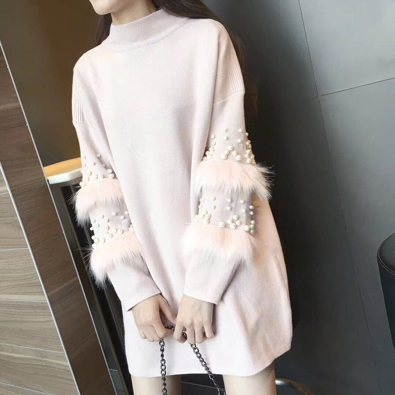 【Dress】ビーズデザインニットワンピース W8467