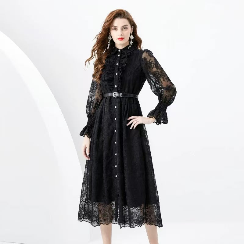【Dress】ロング丈レースワンピース W14440
