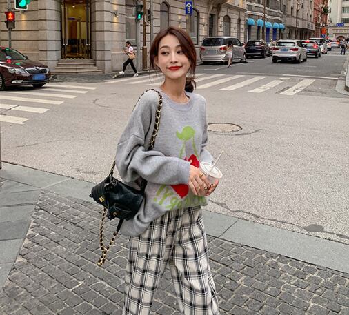 【tops】元気いっぱい!おすすめルーズセーター3色切り替え