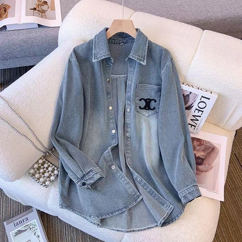 【Tops】春秋デニムシャツ W11023