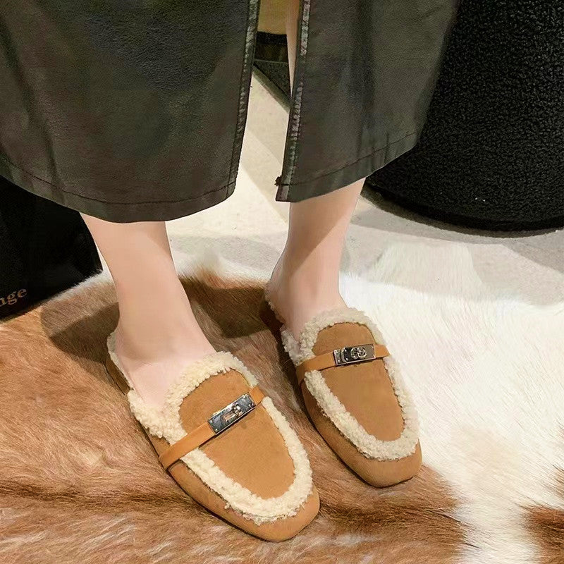 【Shoes】ラムウールデザインスリッパ W13605