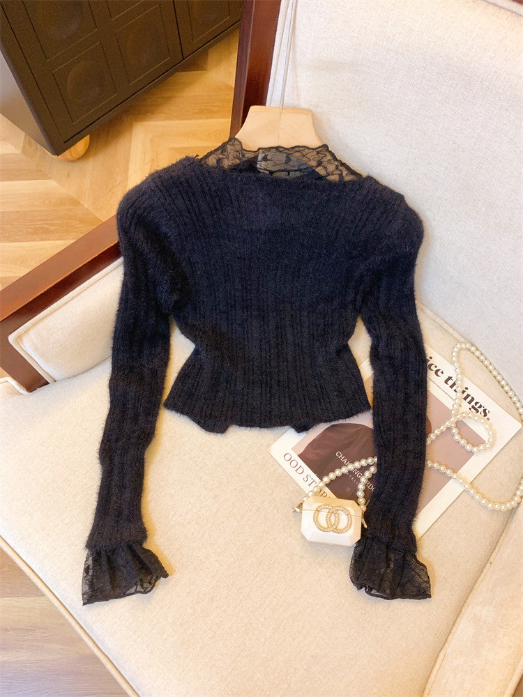 【Tops】フェイクレイヤードニット W13749