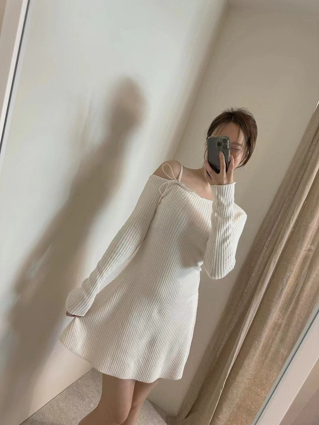 【Dress】ワンショルダーニットワンピース W13422