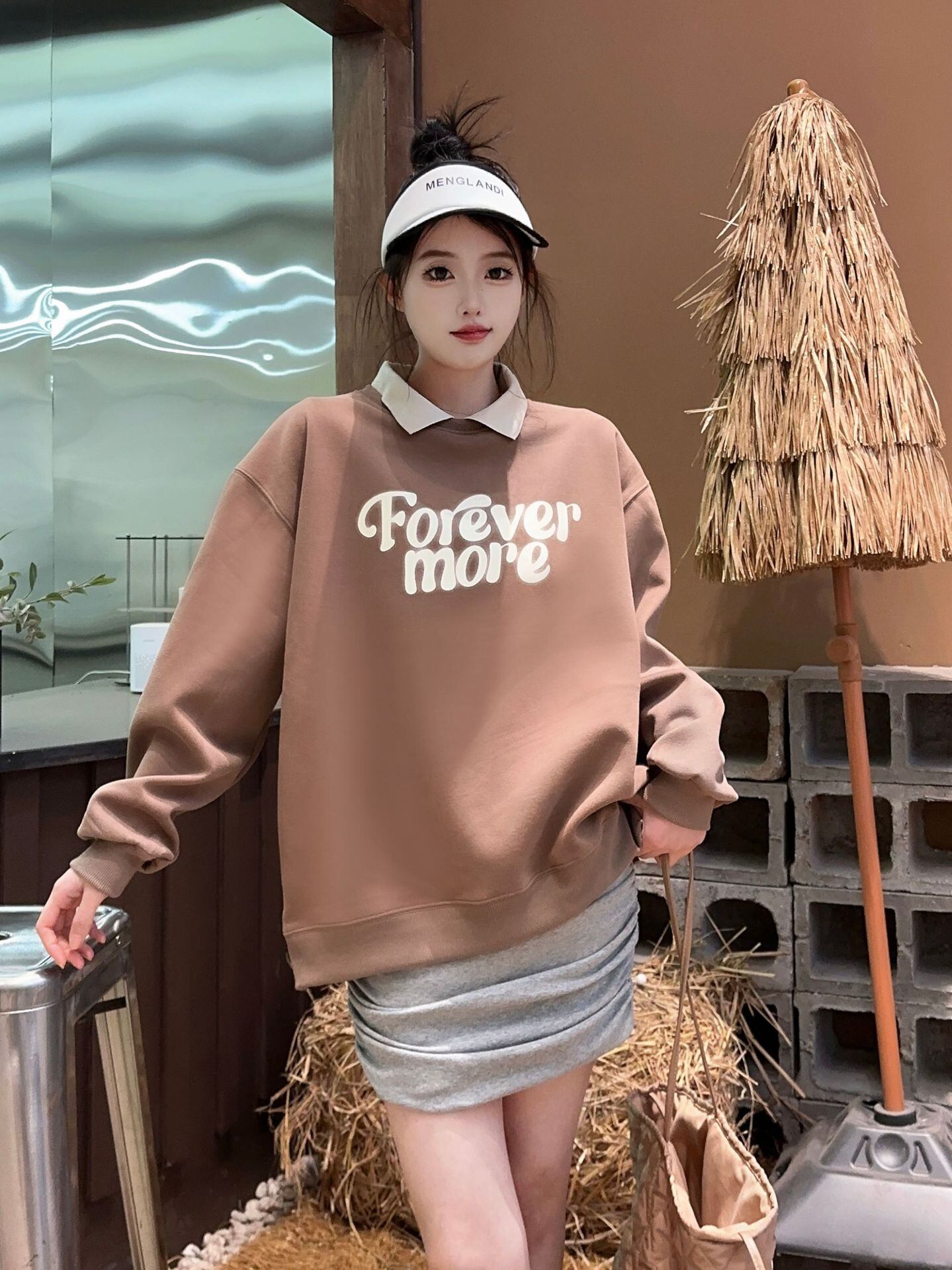 【tops】POLOネックプリントスウェット K0115