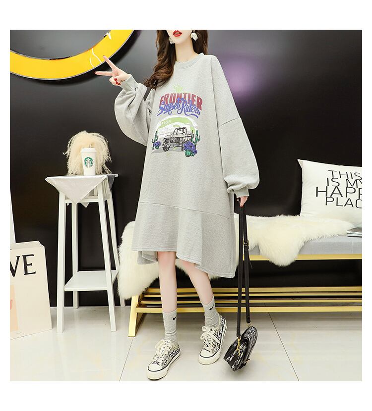 【dress】美人度アップ!カートゥーンカジュアルワンピースゆったり2色