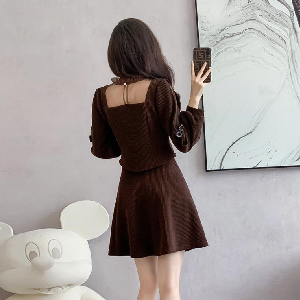 【Set】レイヤード2点セット ジャケット + スカート Z-6456