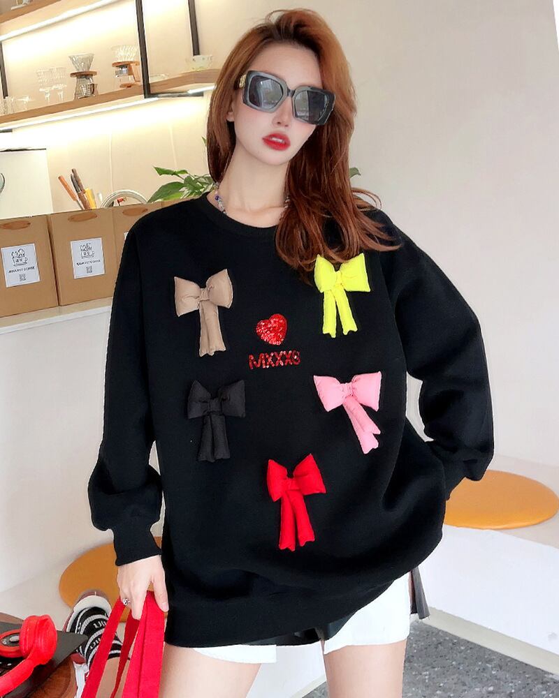 【tops】リボン付きスウェット N2411