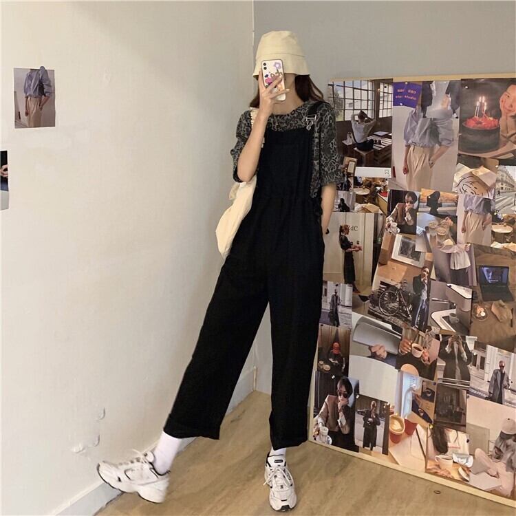 【bottoms】オーバーオールワイドパンツ