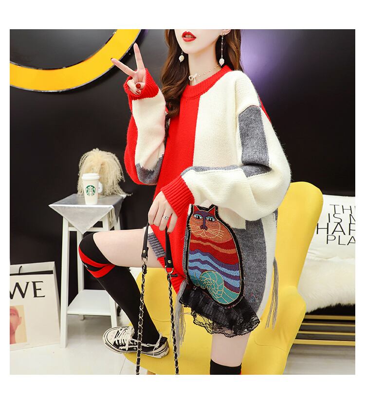 【tops】ラウンドネックスウィートセーター3色付き合わせやすい